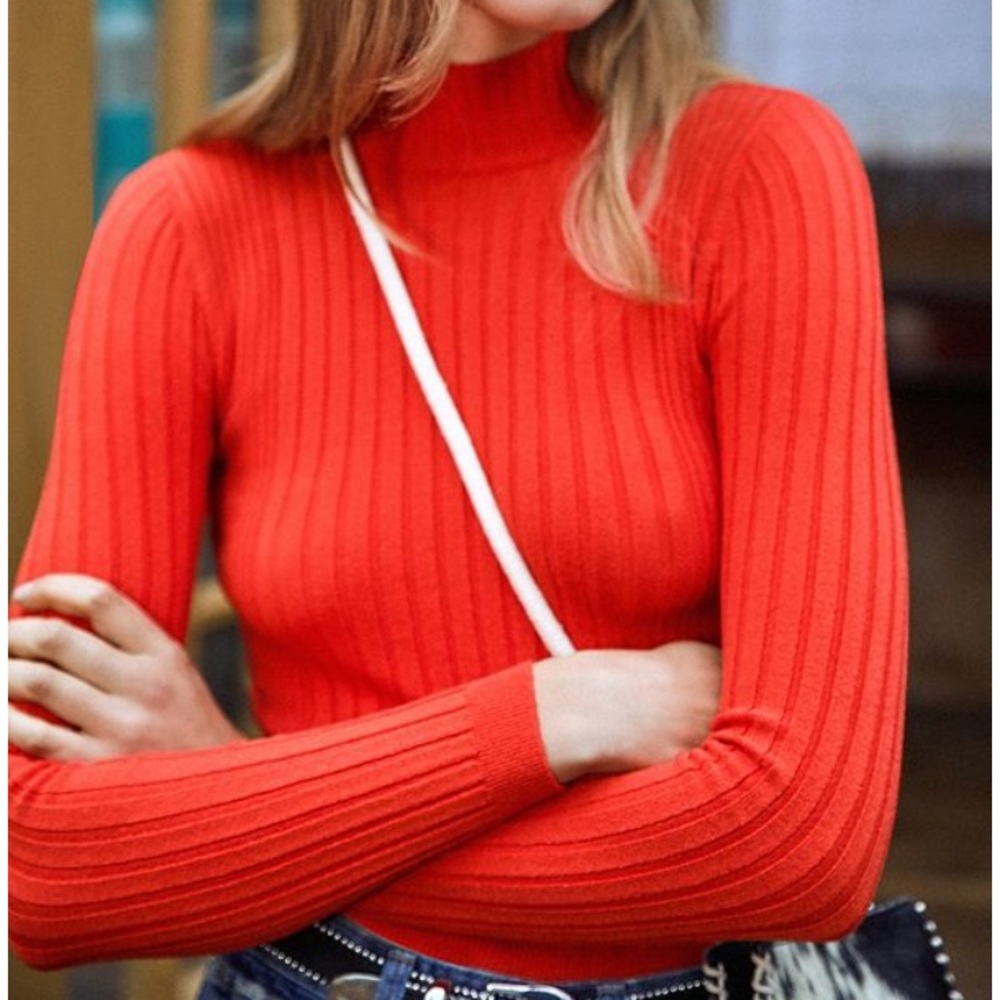 UO Cooperative Cindy Ribbed Mock-Neck Sweater